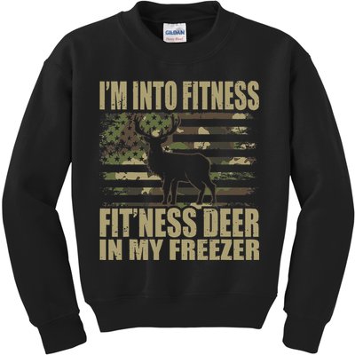 Hunting I'm Into Fitness Fit'ness Deer In My Freezer Kids Sweatshirt