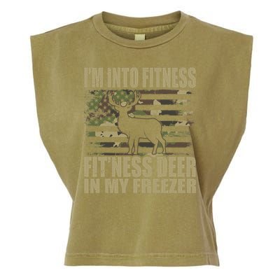 Hunting I'm Into Fitness Fit'ness Deer In My Freezer Garment-Dyed Women's Muscle Tee