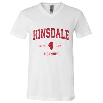 Hinsdale Illinois Il Vintage Sports V-Neck T-Shirt