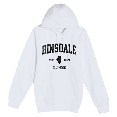 Hinsdale Illinois Il Vintage Established Sports Design Premium Pullover Hoodie