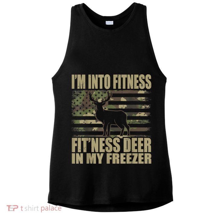 Hunting I'm Into Fitness Fit'ness Deer In My Freezer Ladies PosiCharge Tri-Blend Wicking Tank