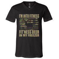 Hunting I'm Into Fitness Fit'ness Deer In My Freezer V-Neck T-Shirt