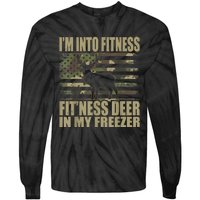 Hunting I'm Into Fitness Fit'ness Deer In My Freezer Tie-Dye Long Sleeve Shirt