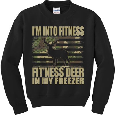 Hunting I'm Into Fitness Fit'ness Deer In My Freezer Kids Sweatshirt