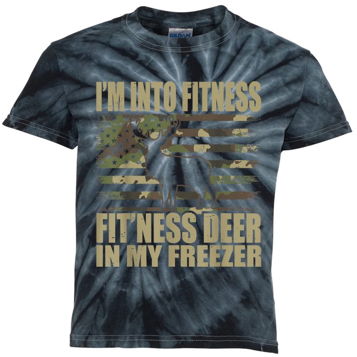 Hunting I'm Into Fitness Fit'ness Deer In My Freezer Kids Tie-Dye T-Shirt