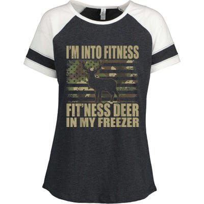 Hunting I'm Into Fitness Fit'ness Deer In My Freezer Enza Ladies Jersey Colorblock Tee