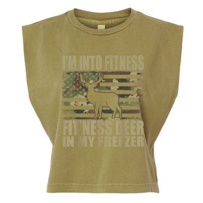 Hunting I'm Into Fitness Fit'ness Deer In My Freezer Garment-Dyed Women's Muscle Tee