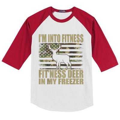 Hunting I'm Into Fitness Fit'ness Deer In My Freezer Kids Colorblock Raglan Jersey