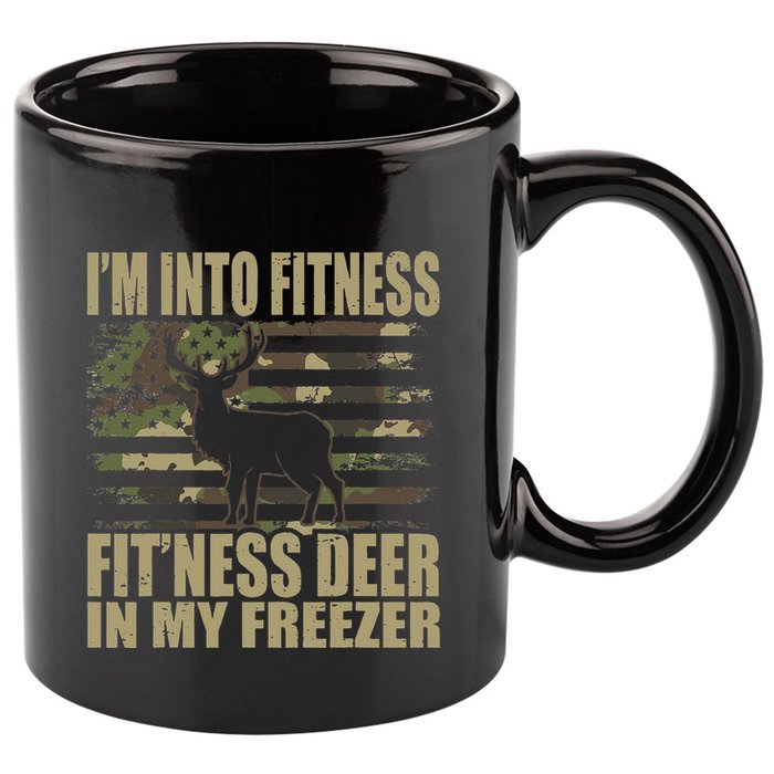 Hunting Im Into Fitness Fitness Deer In My Freezer 11oz C Handle Ceramic Mug