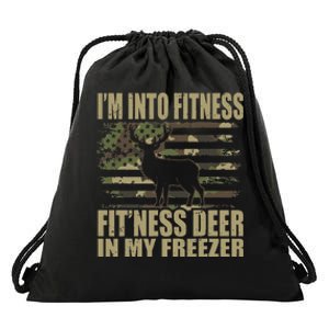 Hunting Im Into Fitness Fitness Deer In My Freezer Drawstring Bag