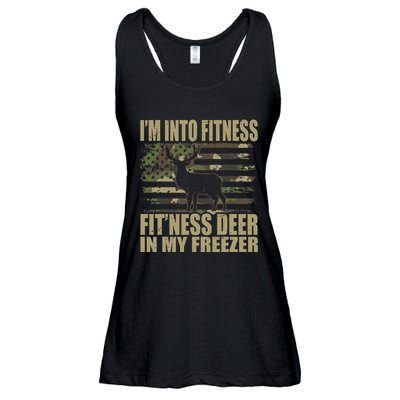 Hunting Im Into Fitness Fitness Deer In My Freezer Ladies Essential Flowy Tank