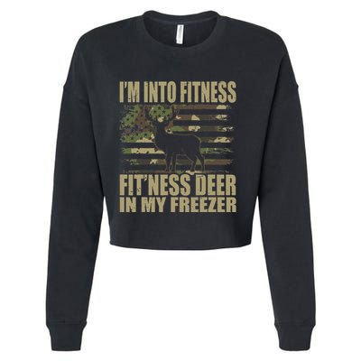 Hunting Im Into Fitness Fitness Deer In My Freezer Cropped Pullover Crew