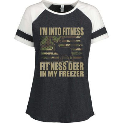 Hunting Im Into Fitness Fitness Deer In My Freezer Gift Enza Ladies Jersey Colorblock Tee