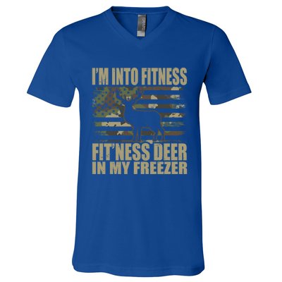 Hunting Im Into Fitness Fitness Deer In My Freezer Gift V-Neck T-Shirt