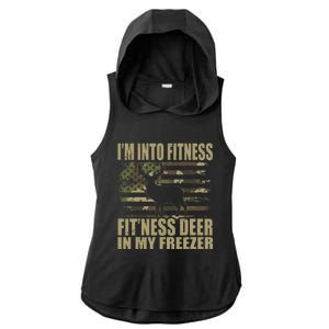 Hunting I'm Into Fitness Fit'ness Deer In My Freezer Ladies PosiCharge Tri-Blend Wicking Draft Hoodie Tank