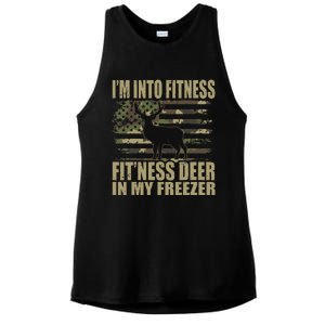 Hunting I'm Into Fitness Fit'ness Deer In My Freezer Ladies PosiCharge Tri-Blend Wicking Tank