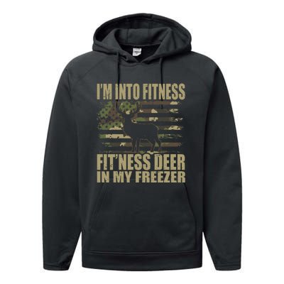 Hunting I'm Into Fitness Fit'ness Deer In My Freezer Performance Fleece Hoodie