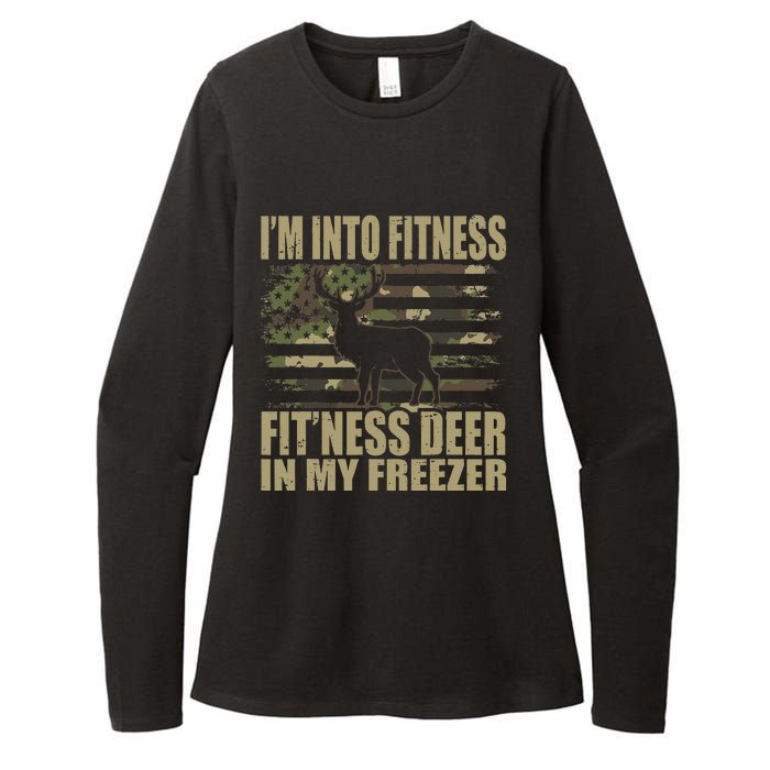 Hunting I'm Into Fitness Fit'ness Deer In My Freezer Womens CVC Long Sleeve Shirt