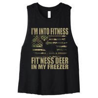 Hunting I'm Into Fitness Fit'ness Deer In My Freezer Women's Racerback Cropped Tank