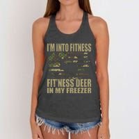 Hunting I'm Into Fitness Fit'ness Deer In My Freezer Women's Knotted Racerback Tank