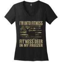 Hunting I'm Into Fitness Fit'ness Deer In My Freezer Women's V-Neck T-Shirt