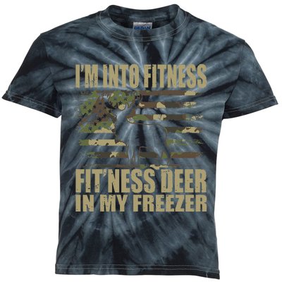 Hunting I'm Into Fitness Fit'ness Deer In My Freezer Kids Tie-Dye T-Shirt