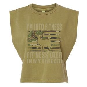 Hunting I'm Into Fitness Fit'ness Deer In My Freezer Garment-Dyed Women's Muscle Tee