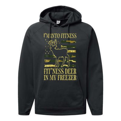 Hunting Im Into Fitness Fit Ness Deer Freezer Performance Fleece Hoodie