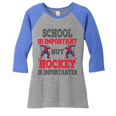 Hockey Is Importanter Dabbing Goalie Gift Bzr Gift Women's Tri-Blend 3/4-Sleeve Raglan Shirt