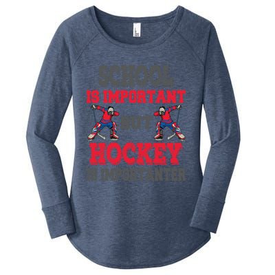 Hockey Is Importanter Dabbing Goalie Gift Bzr Gift Women's Perfect Tri Tunic Long Sleeve Shirt