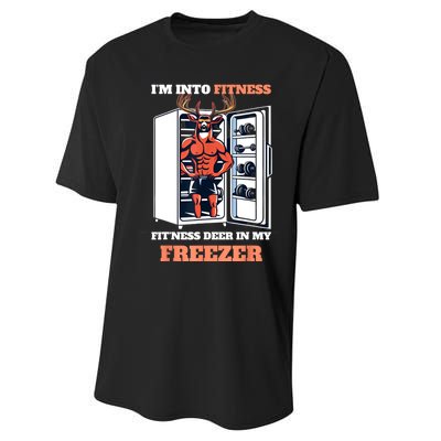 Hunting IM Into Fitness Deer Freezer Funny Hunter Dad Performance Sprint T-Shirt