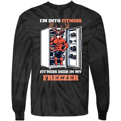 Hunting IM Into Fitness Deer Freezer Funny Hunter Dad Tie-Dye Long Sleeve Shirt