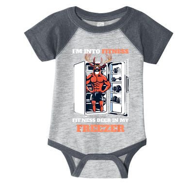 Hunting IM Into Fitness Deer Freezer Funny Hunter Dad Infant Baby Jersey Bodysuit