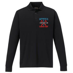 Happiness Is I Am Inside Job, Labor Day Gift Performance Long Sleeve Polo