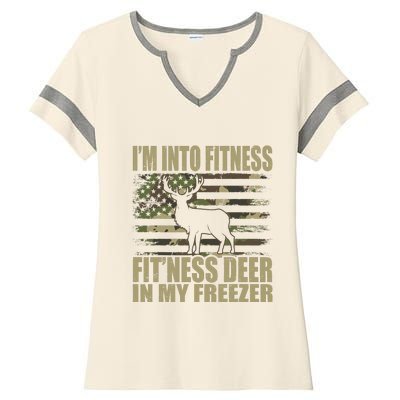 Hunting IM Into Fitness FitNess Deer In My Freezer Ladies Halftime Notch Neck Tee