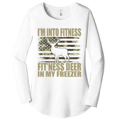 Hunting IM Into Fitness FitNess Deer In My Freezer Women's Perfect Tri Tunic Long Sleeve Shirt