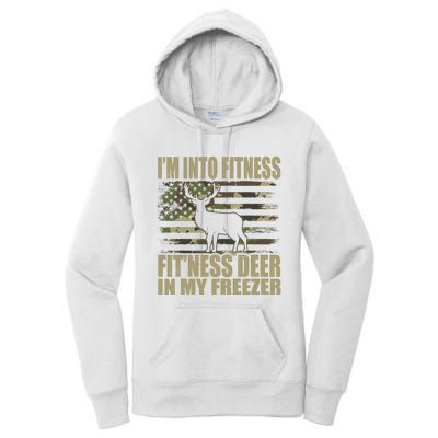 Hunting IM Into Fitness FitNess Deer In My Freezer Women's Pullover Hoodie