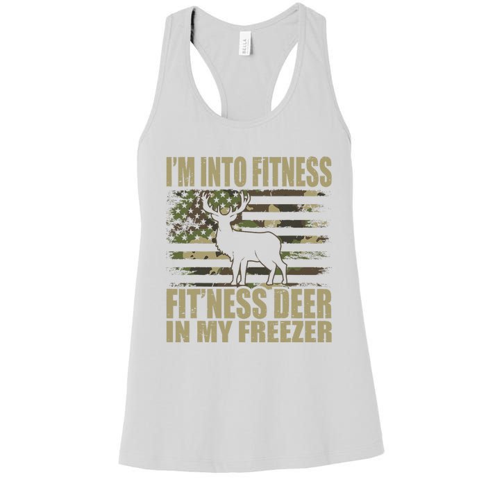 Hunting IM Into Fitness FitNess Deer In My Freezer Women's Racerback Tank