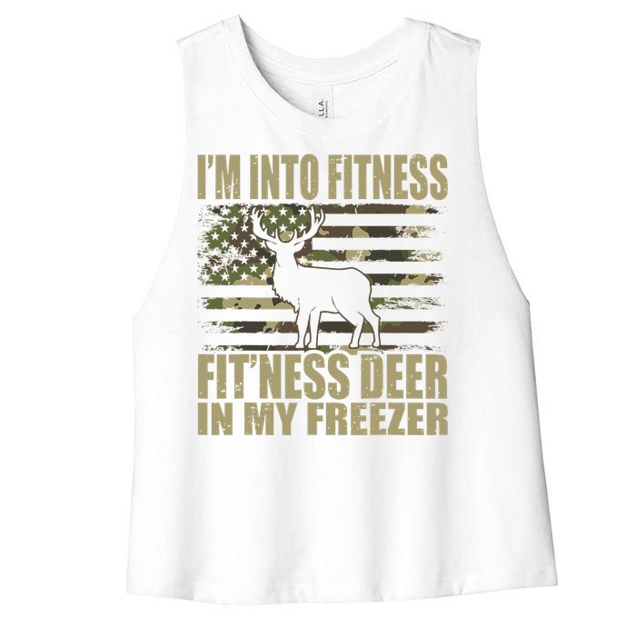 Hunting IM Into Fitness FitNess Deer In My Freezer Women's Racerback Cropped Tank