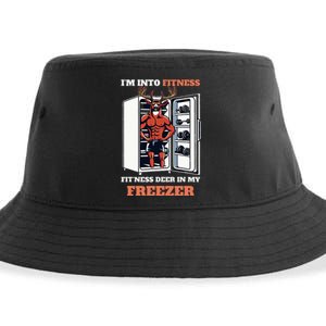 Hunting IM Into Fitness Deer Freezer Funny Hunter Dad Sustainable Bucket Hat