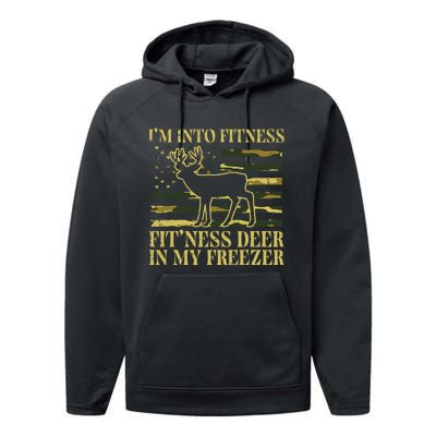 Hunting Im Into Fitness Fit Ness Deer Freezer Performance Fleece Hoodie