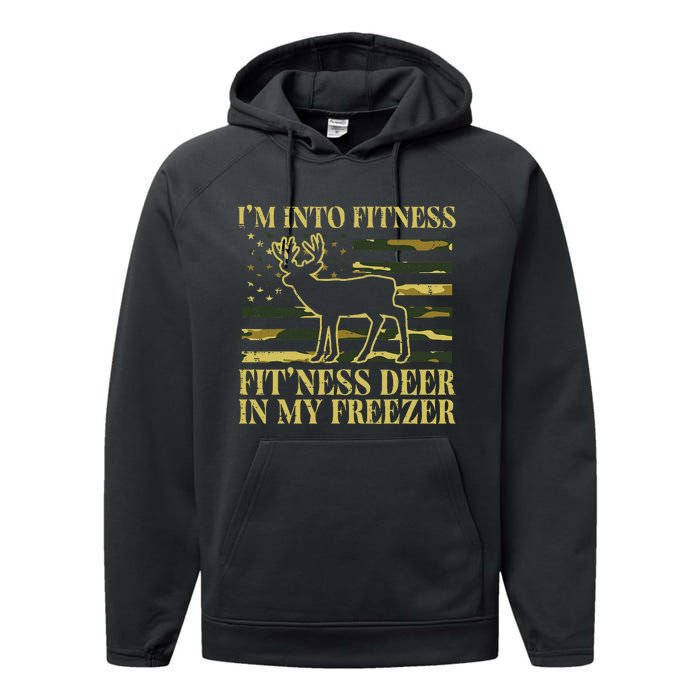 Hunting Im Into Fitness Fit Ness Deer Freezer Performance Fleece Hoodie