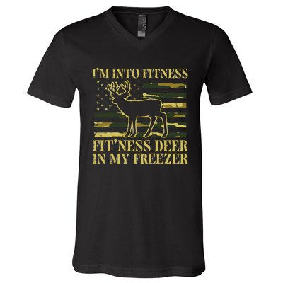 Hunting Im Into Fitness Fit Ness Deer Freezer V-Neck T-Shirt