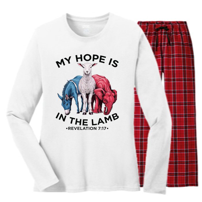 Hope Is In The Lamb My Christian God Jesus Lamb Lover Humor Women's Long Sleeve Flannel Pajama Set 