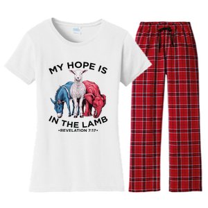 Hope Is In The Lamb My Christian God Jesus Lamb Lover Humor Women's Flannel Pajama Set