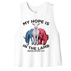 Hope Is In The Lamb My Christian God Jesus Lamb Lover Humor Women's Racerback Cropped Tank