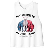 Hope Is In The Lamb My Christian God Jesus Lamb Lover Humor Women's Racerback Cropped Tank