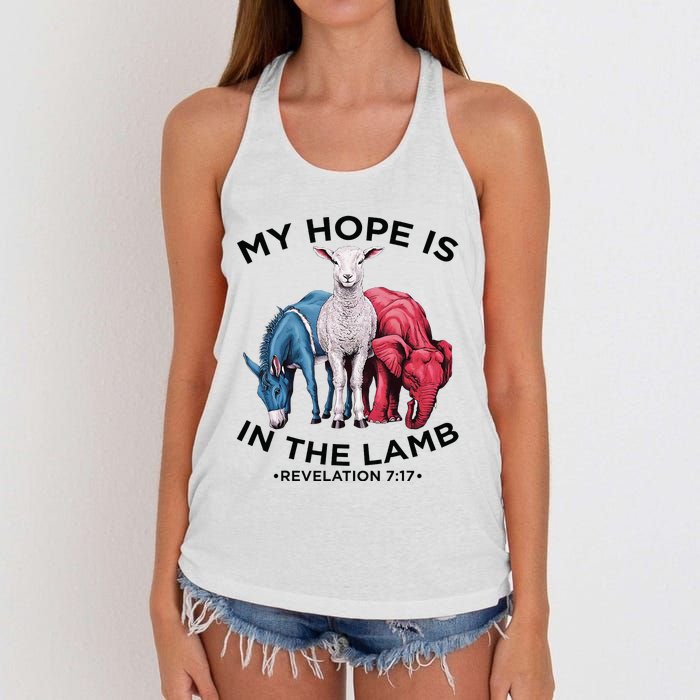 Hope Is In The Lamb My Christian God Jesus Lamb Lover Humor Women's Knotted Racerback Tank