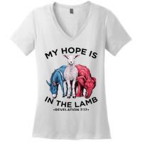 Hope Is In The Lamb My Christian God Jesus Lamb Lover Humor Women's V-Neck T-Shirt