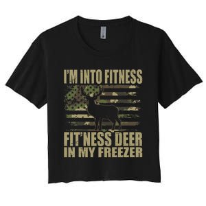 Hunting IM Into Fitness FitNess Deer In My Freezer Women's Crop Top Tee